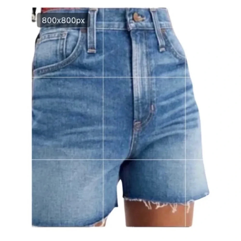 MADEWELL Denim Jean Shorts Women’s SIZE 30 Hi-Rise Mid-Length Raw Hem Stretch - Picture 4 of 12